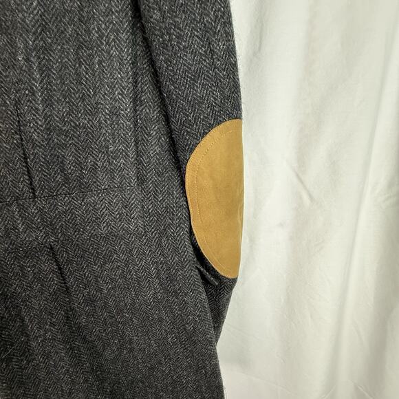 Ralph Lauren CHAPS 38R Heavy Tweed Sport Coat Black & Gray w/ Green Check VTG - Picture 11 of 14
